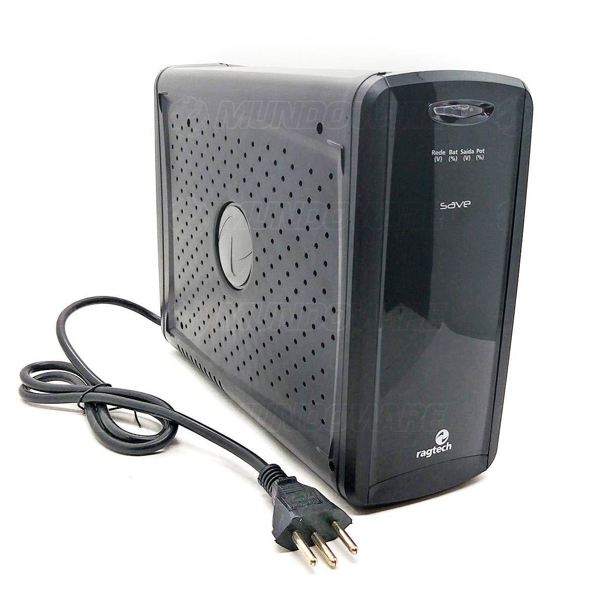 RAGTECH – Nobreak New Save Digital SHD 600 (Com Display Digital) – 600VA/300W – 1 bateria 12V/5Ah – Bivolt – 6 tomadas – Modelo 4129