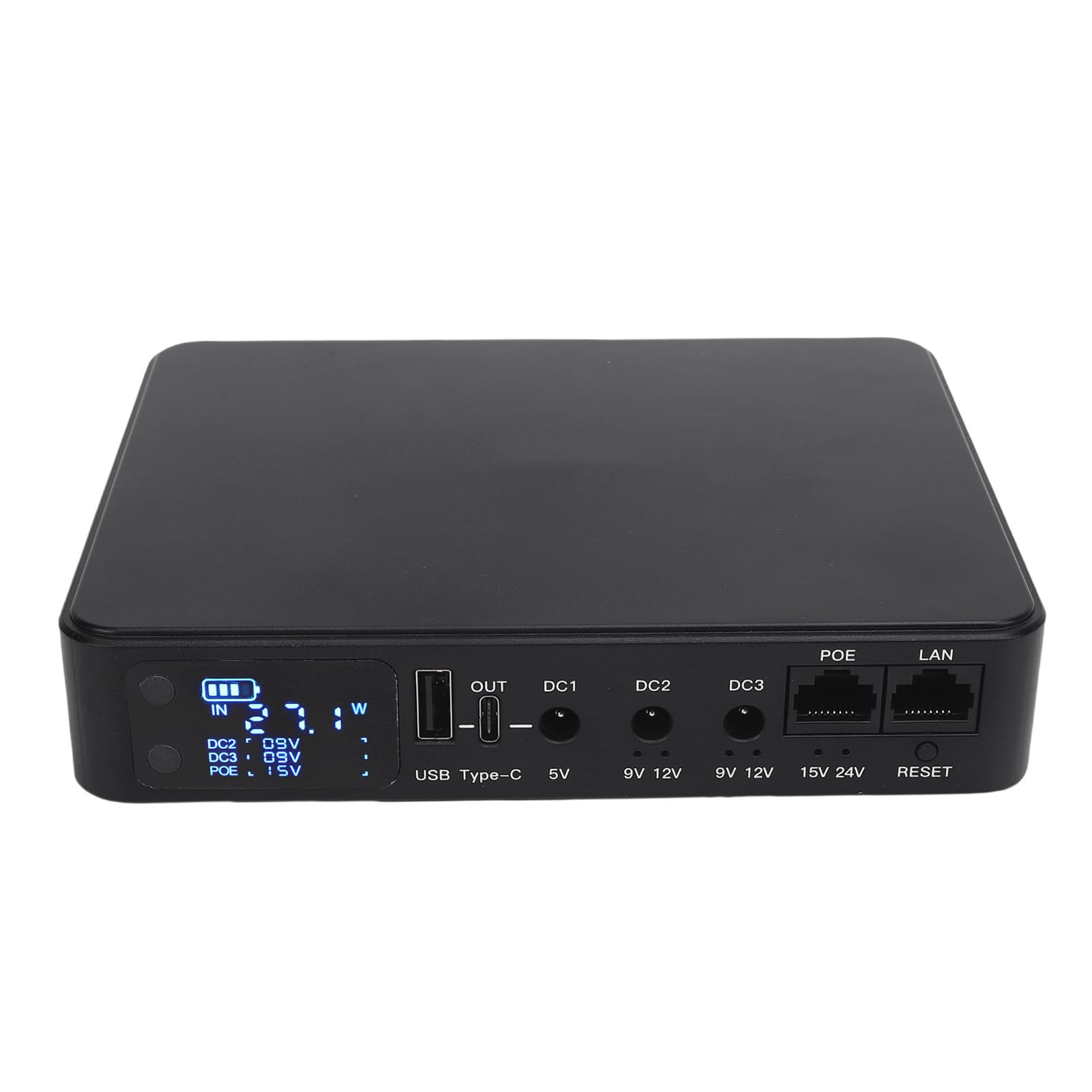 Cosiki Display Digital de Fonte de Alimentação UPS 18000mAh para Câmeras de Segurança, de Emergência de Backup de Bateria USB POE para Home Office, Material ABS (Plugue dos EUA)
