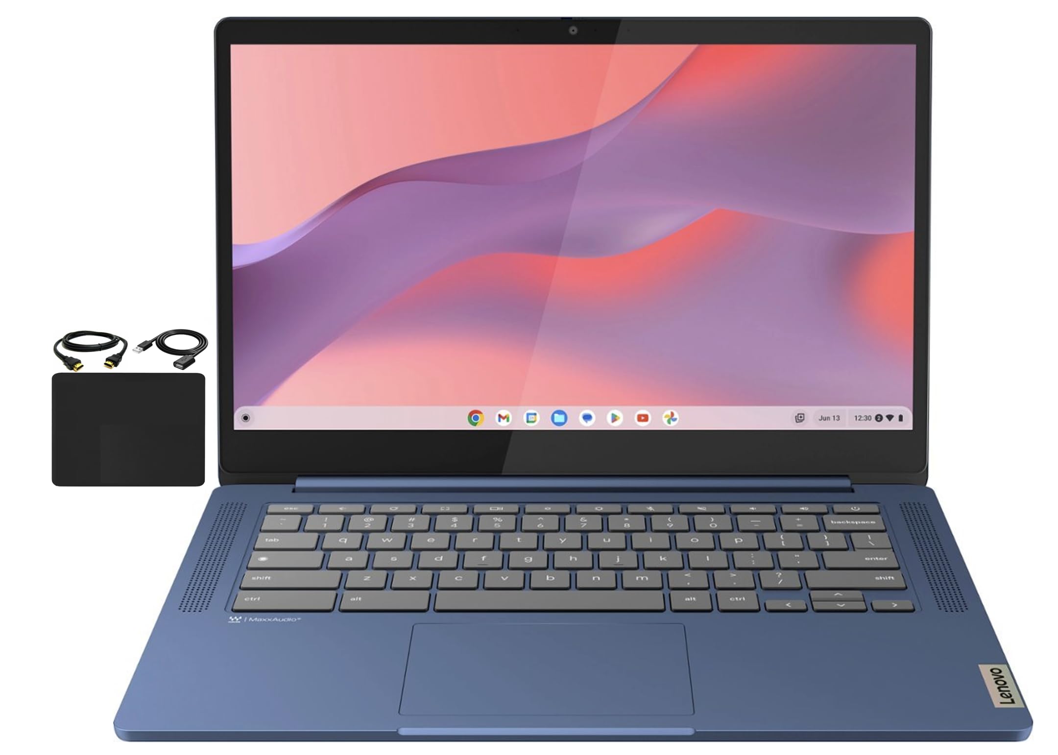 Lenovo Novo Chromebook carro-chefe, tela sensível ao toque FHD de 35 cm, laptop fino e leve, processador MediaTek Kompanio 520 de 8 núcleos, 4 GB de RAM, 64 GB eMMC, WiFi 6, Chrome OS +
