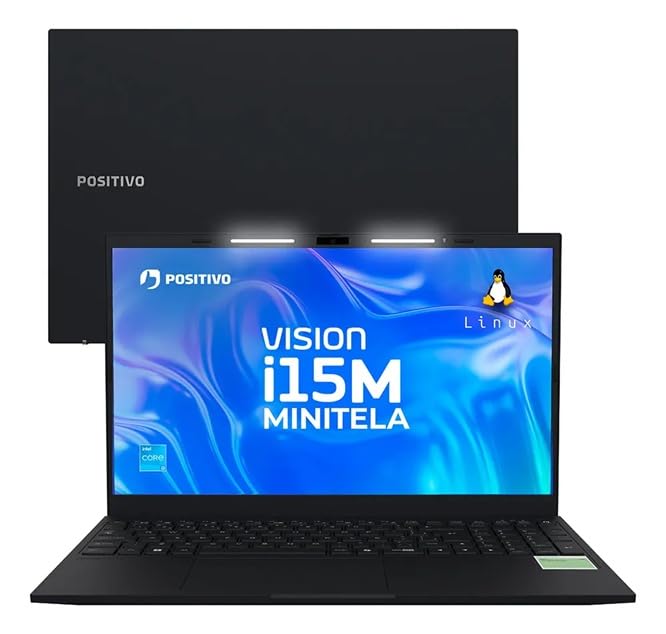 Notebook Positivo Vision i15M Minitela Intel Core 3 N300 16GB 256GB SSD Wi-Fi 6 Linux - Tela 15,6" Full HD IPS Antirreflexo - Preto memória expansível até 16 GB