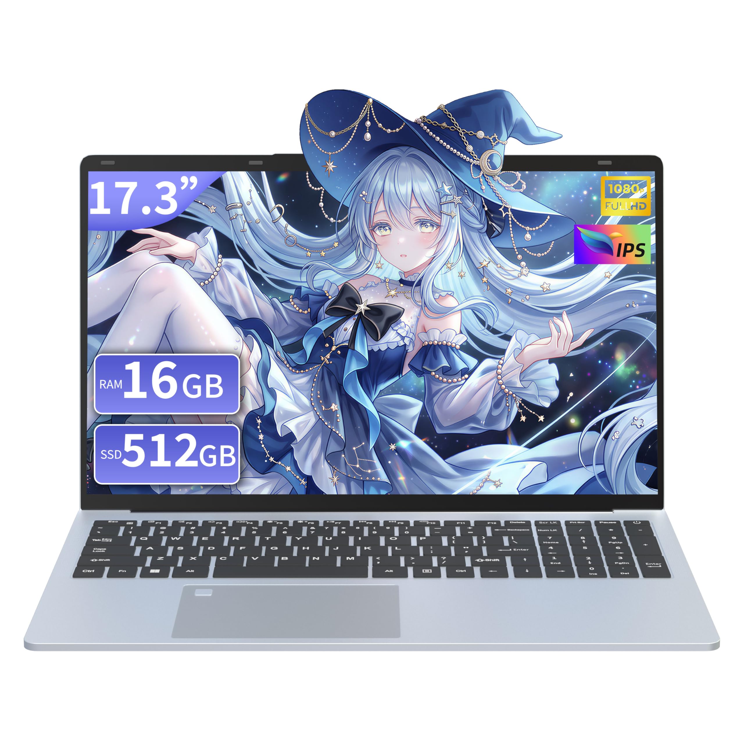 Laptop de 17,3 polegadas, 16 GB de RAM, 512 GB, Pentium 6500Y (até 2,9 GHz), Win 11, tela FHD IPS, HDMI/leitor de impressão digital/teclado retroiluminado/WiFi/ideal para trabalho e estudo