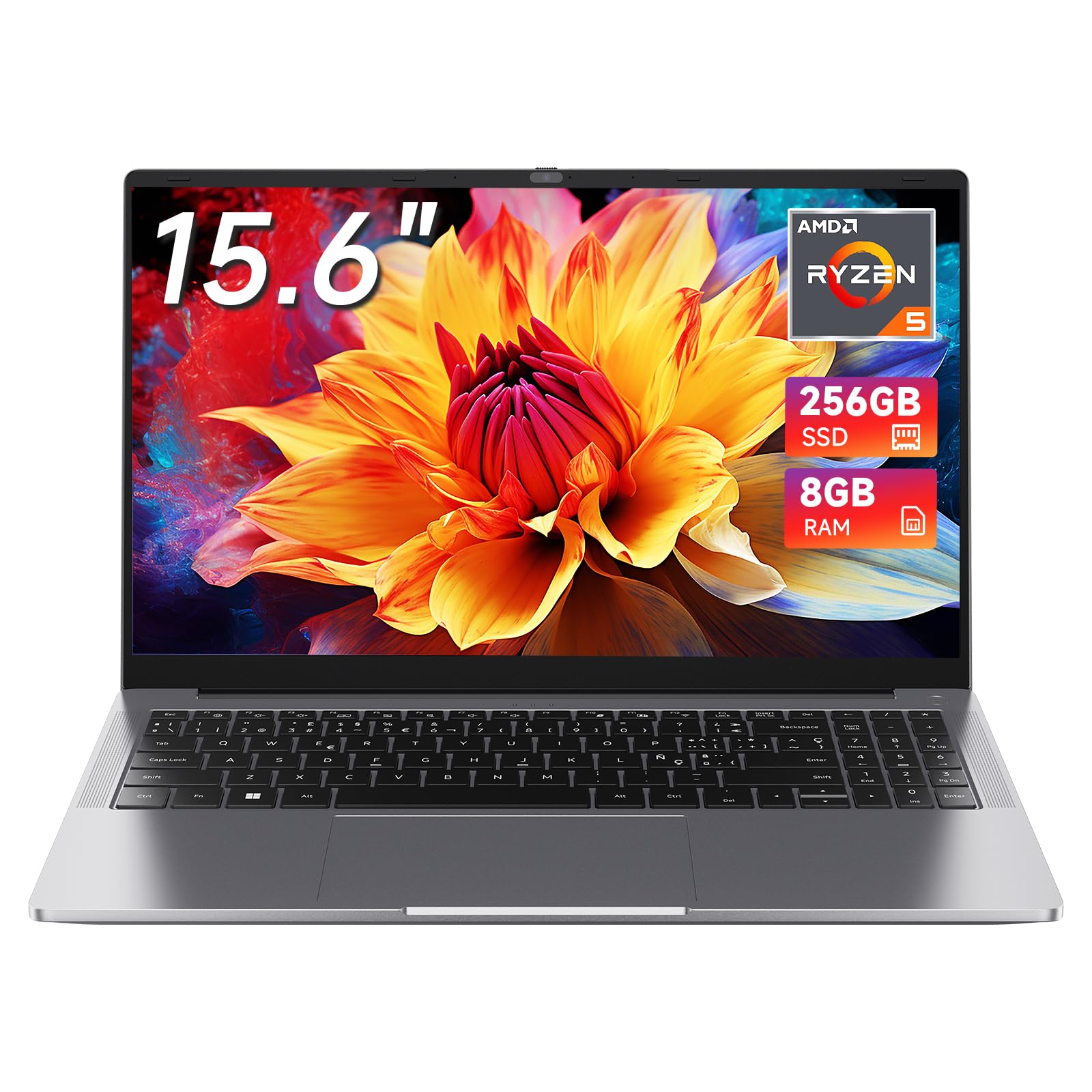CHUWI Laptop de 15,6 polegadas, laptop Windows 11 Pro com escritório, AMD Ryzen 5 (Beats N150), 8 GB de RAM, SSD de 256 GB, tela IPS FHD, WiFi, BT5.0, HDMI, laptop para estudantes e escritório
