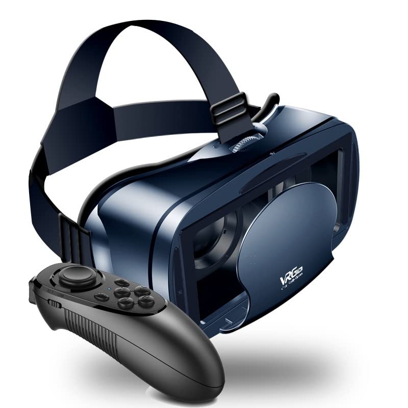 5~7inch VRG Pro 3D VR Glasses Virtual Reality Full Screen Visual Wide-Angle VR Glasses Box for 5 to 7 inch Smartphone Eyeglasses with Remote Control (Black Basic)
