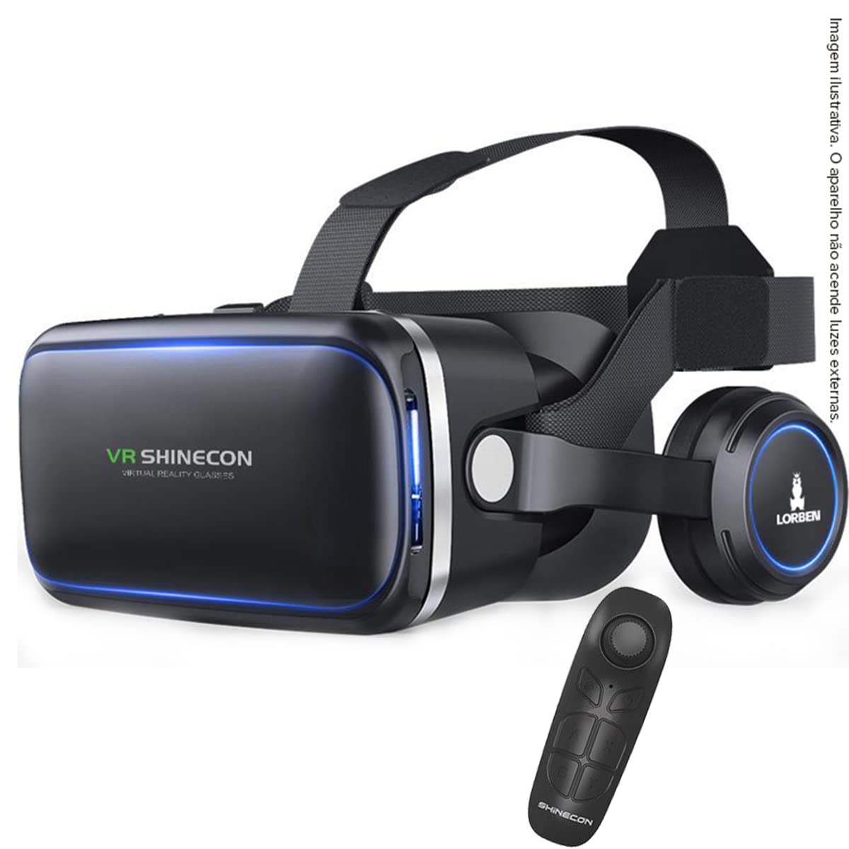 Óculos VR Realidade Virtual Lorben 3D Com Fone Ouvido Estéreo e Controle Remoto GT6032