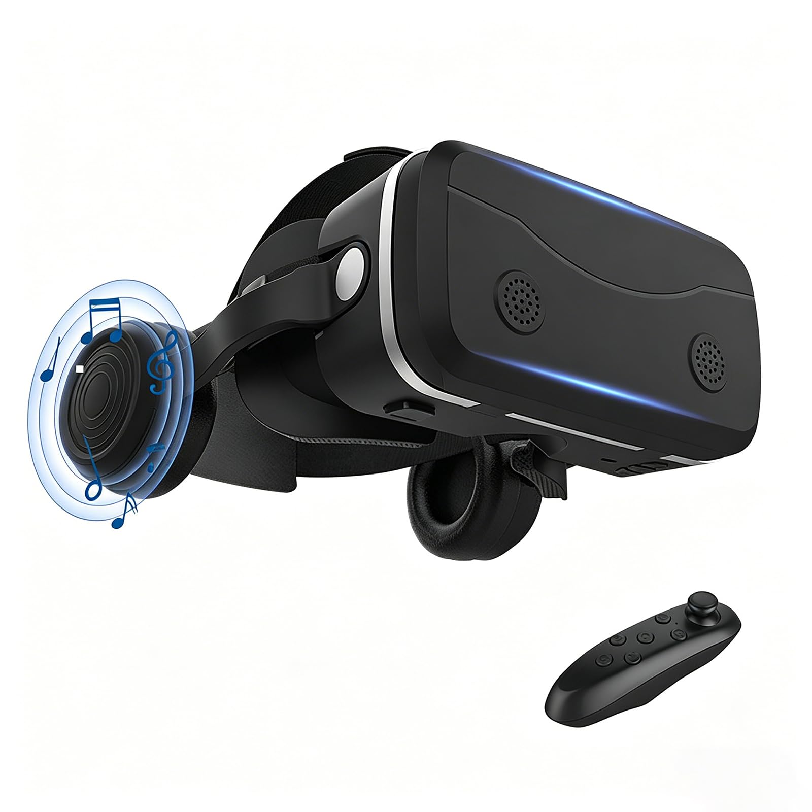 Óculos VR para celular com controle, fone de ouvido de realidade virtual 3D para PC e telefone, anti-luz azul FOV de 100° compatível com telefone e Android telas de 4,7 a 7,2 polegadas para filmes e