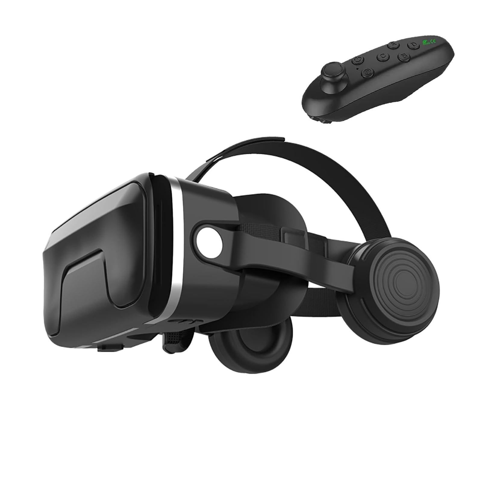 Fone de ouvido VR com controle e fones de ouvido para crianças e adultos, óculos VR universais para smartphones iOS e Android, FOV de 110°, compatível com telas de 4,7 a 6 polegadas para jogos e