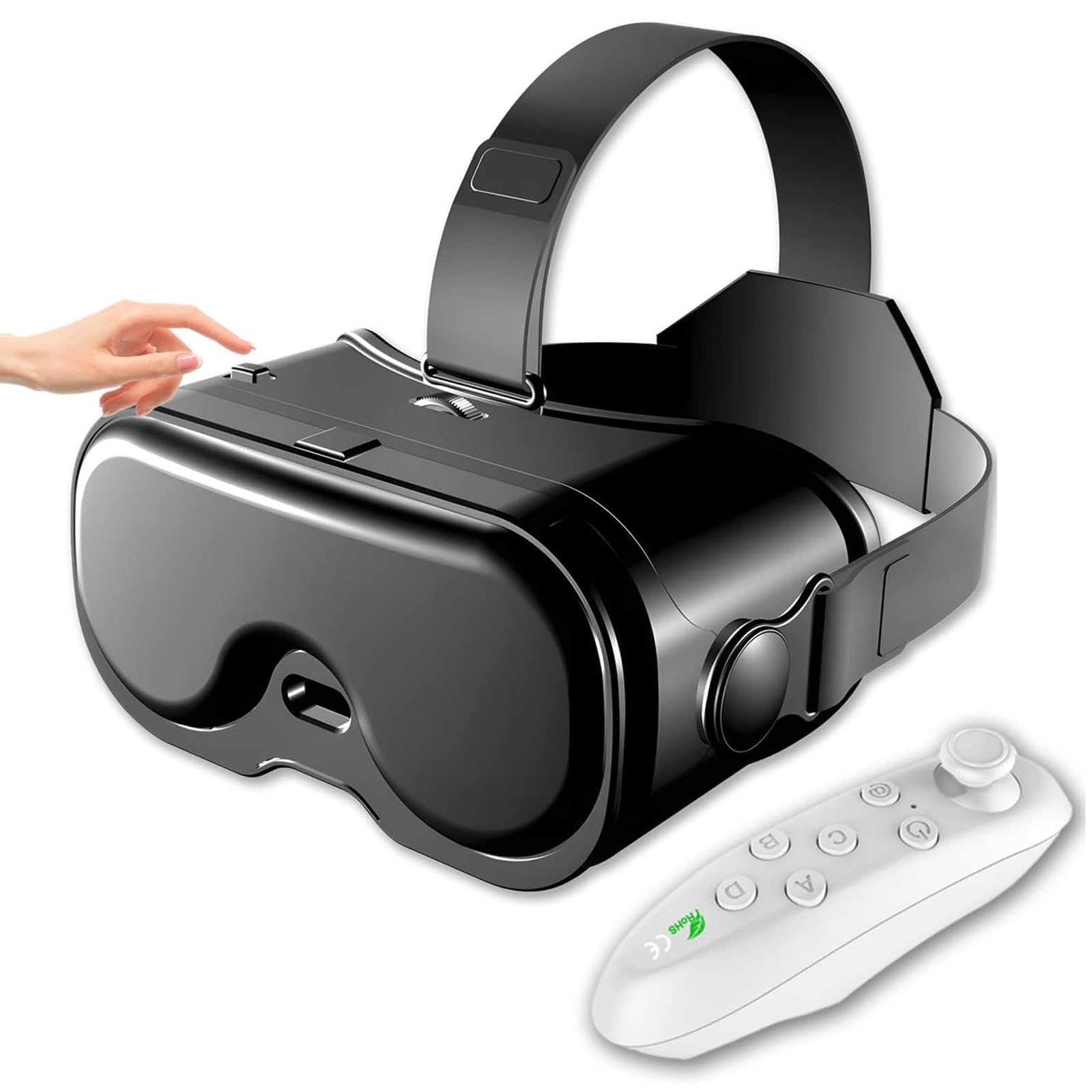 Fone de ouvido VR para telefone com controle BT, óculos VR 3D com lentes HD 120° FOV antirluz azul e engrenagens ajustáveis, fone de ouvido VR 3D universal para smartphone de 5 a 7 polegadas para