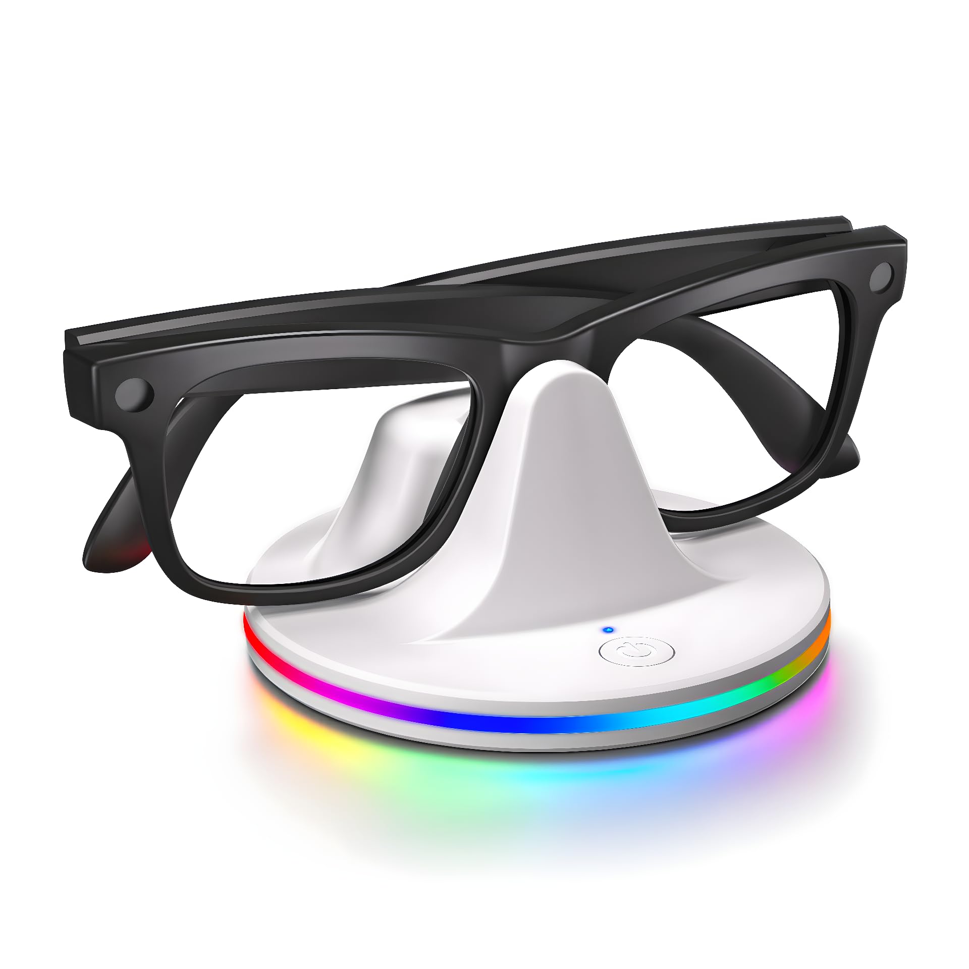 Suporte de carregador com LED RGB para óculos inteligentes Ray-Ban Meta, base de carregamento branca, cabo USB-C incluído