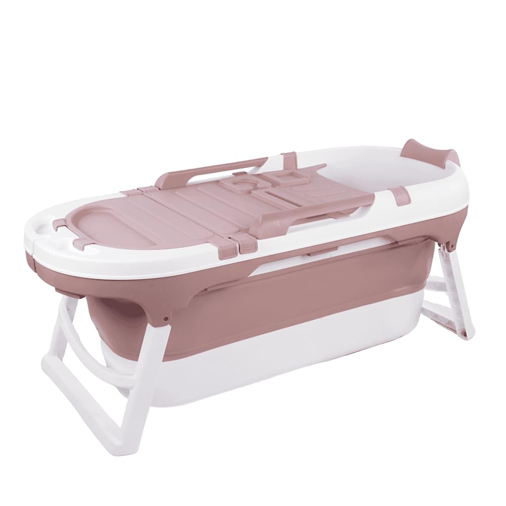Banheira Ofurô Dobrável Retrátil Grande para Adulto com Cover 180L Multmaxx (Rosa)
