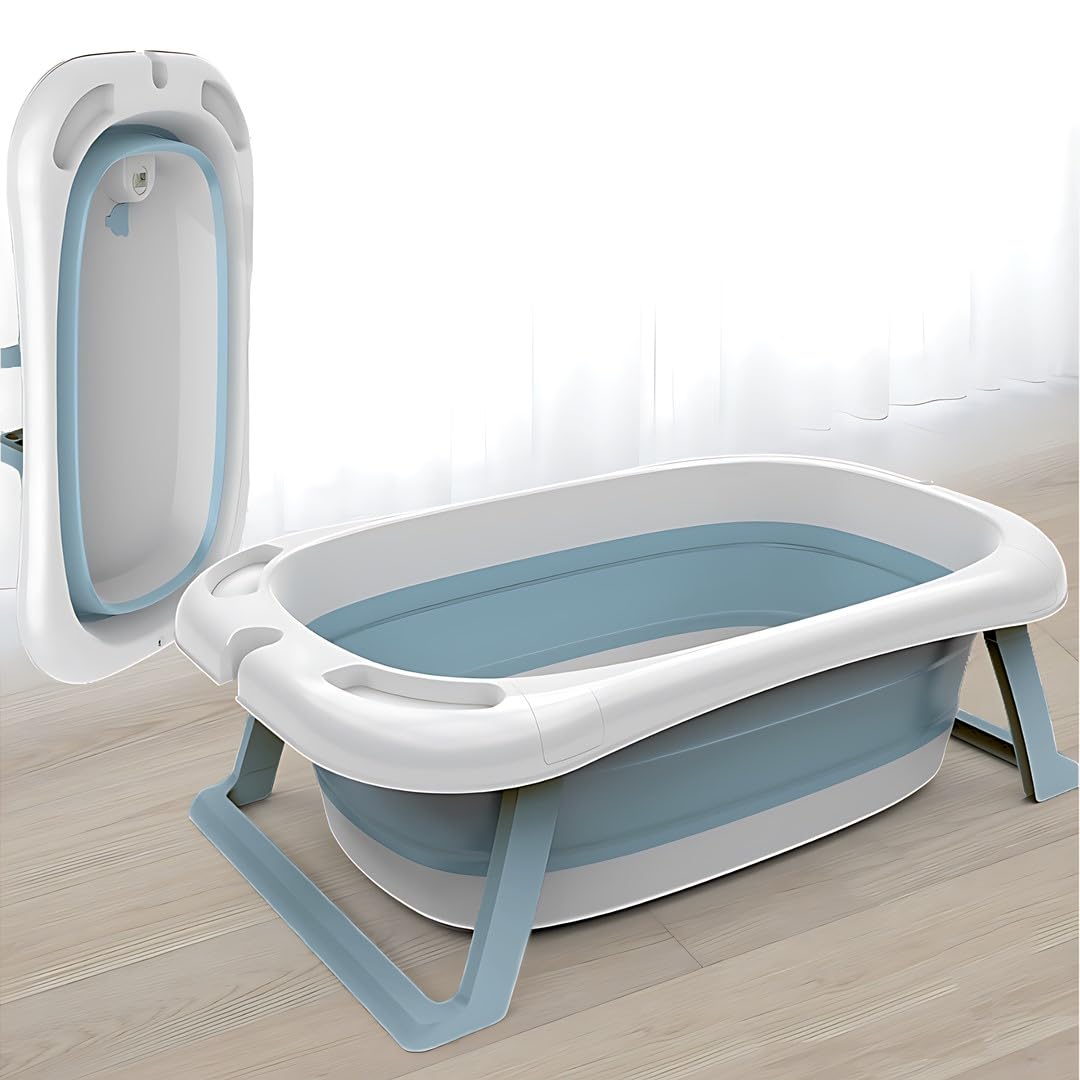 Banheira Vitoriana Infantil P/Bebê Ofurô Silicone Dobrável (Azul)