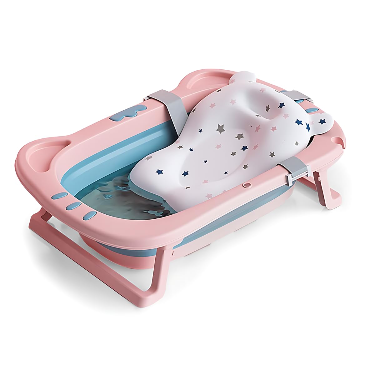 Waver Banheira Bebê Com Almofada P/Banho Ofurô Silicone Dobrável Kit