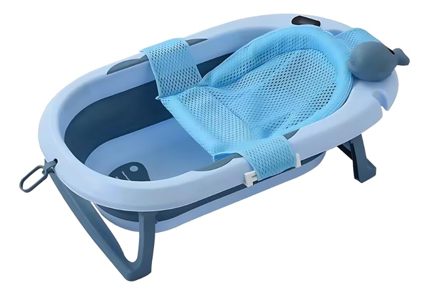 Banheira Ofurô Dobrável P/Bebê Com Rede Ergonômica Inclusa