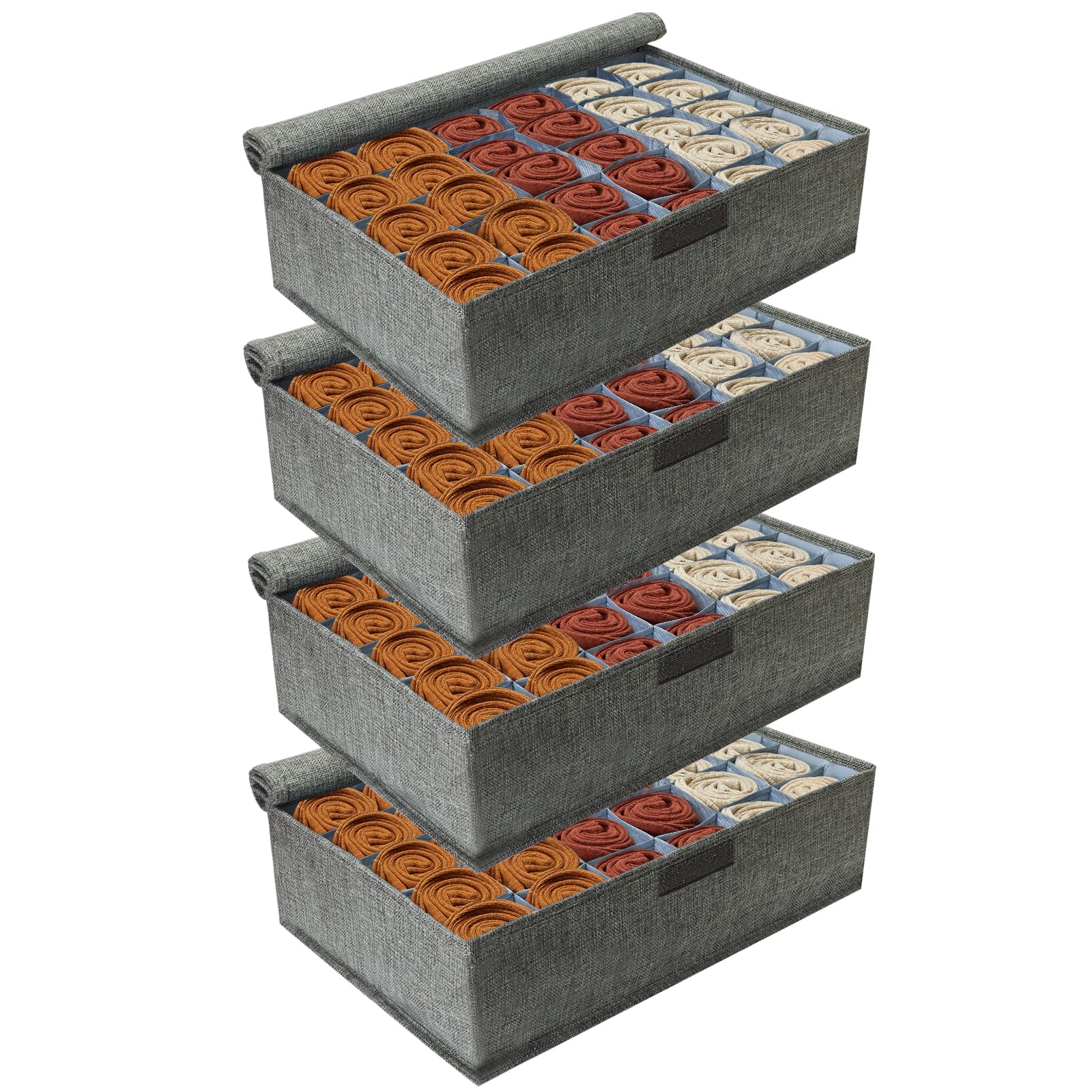 Kit 2 Organizadores Gaveta com 20 Divisórias Meias Cuecas Calcinhas Lingerie Cintos Gravatas Acessórios Roupa Íntima Dobrável Portátil (Kit-1 Cueca 1 Meia)