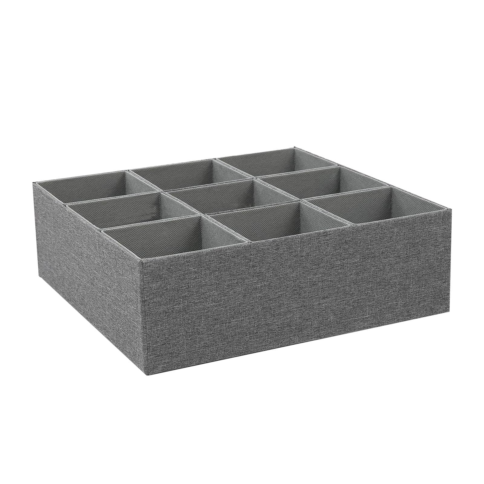 Organizador de Gavetas Cinto Organizador de Gravatas Cinto Caixa de Armazenamento 9 Seções de Tecido Não Tecido de Linho Dobrável Com Base de Zíper para Armário de Gavetas (Cinza)