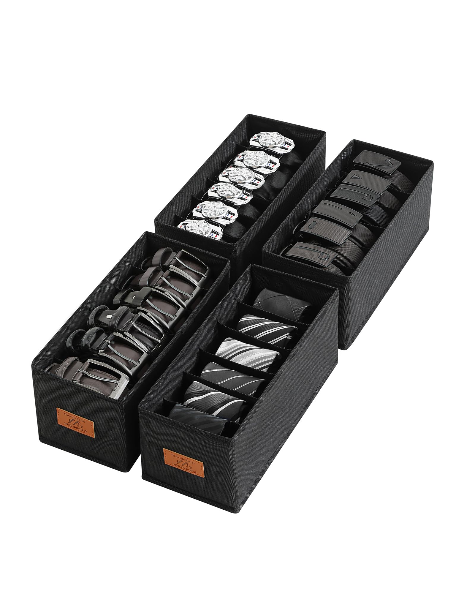 4 organizadores de cinto para armário, suporte de cinto de 6 grades, caixa de cinto lavável, organizador de gravata dobrável para homens, armazenamento de cinto para gaveta (34 cm)