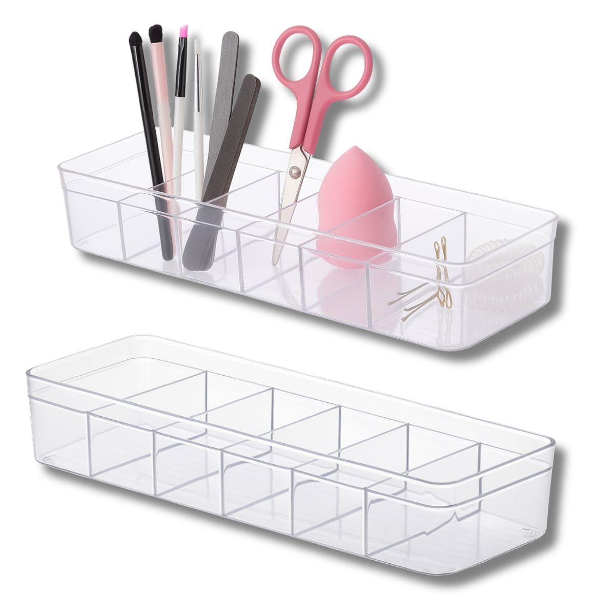 2 Colméia Organizadora 40cm, 6 Divisórias, em Acrílico Resistente, organizador de Maquiagem, Cosméticos, Acessórios, Material de Escritório, Higiene, gravatas e meias