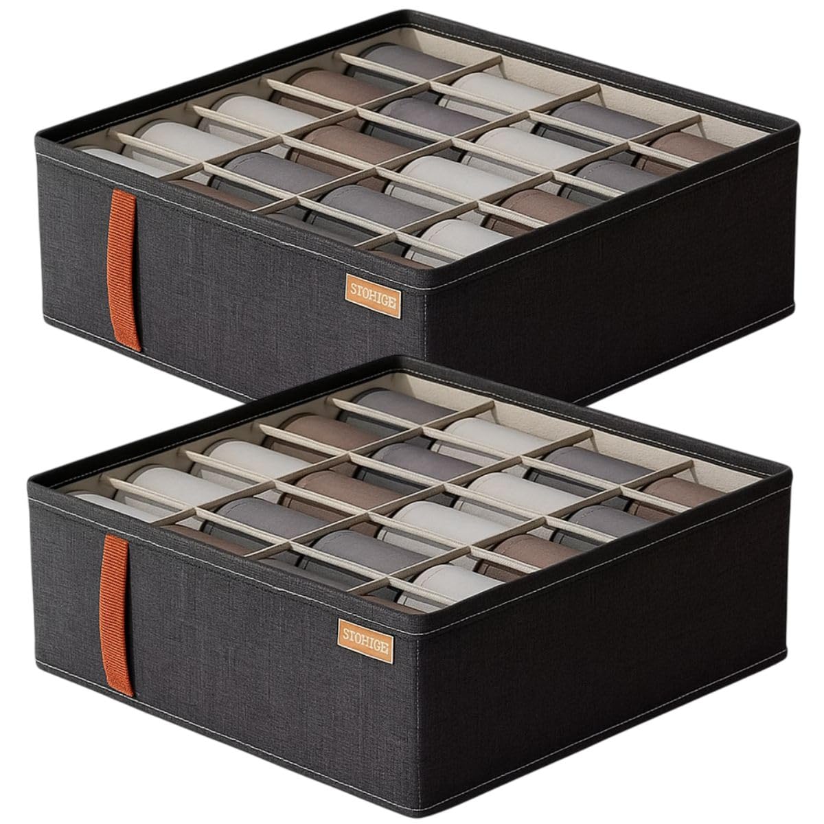 Kit 2 Organizadores Gaveta com 20 Divisórias Meias Cuecas Calcinhas Lingerie Cintos Gravatas Acessórios Roupa Íntima Dobrável Portátil