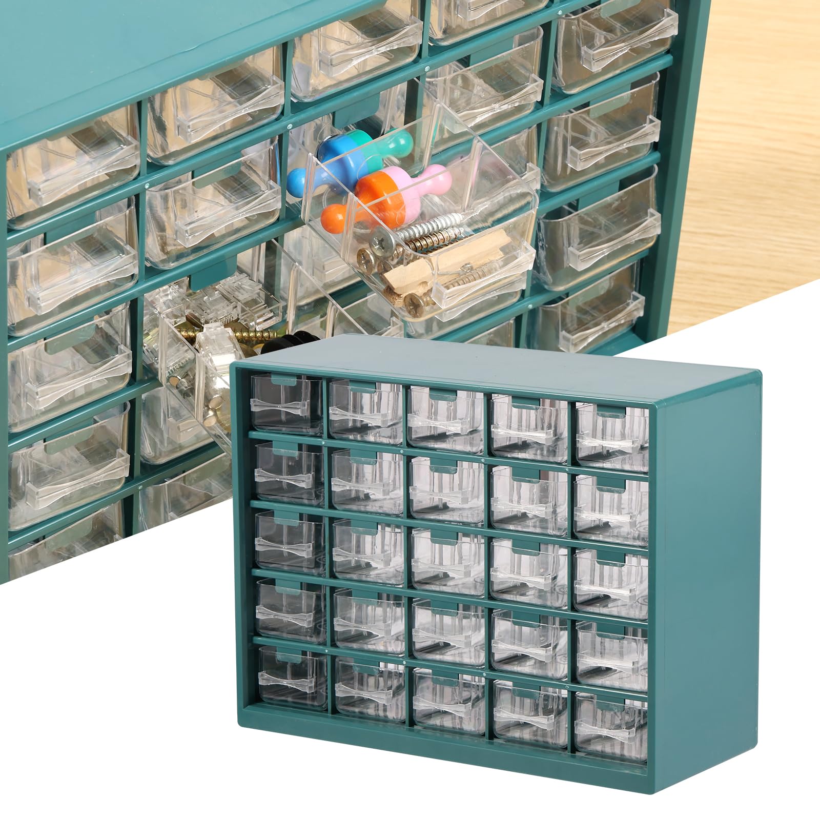 Caixa de armazenamento com gavetas, organizador de ferramentas de plástico para 25 gavetas, organizador de parafusos, organizador de ferragens, armazenamento profissional de ferramentas de