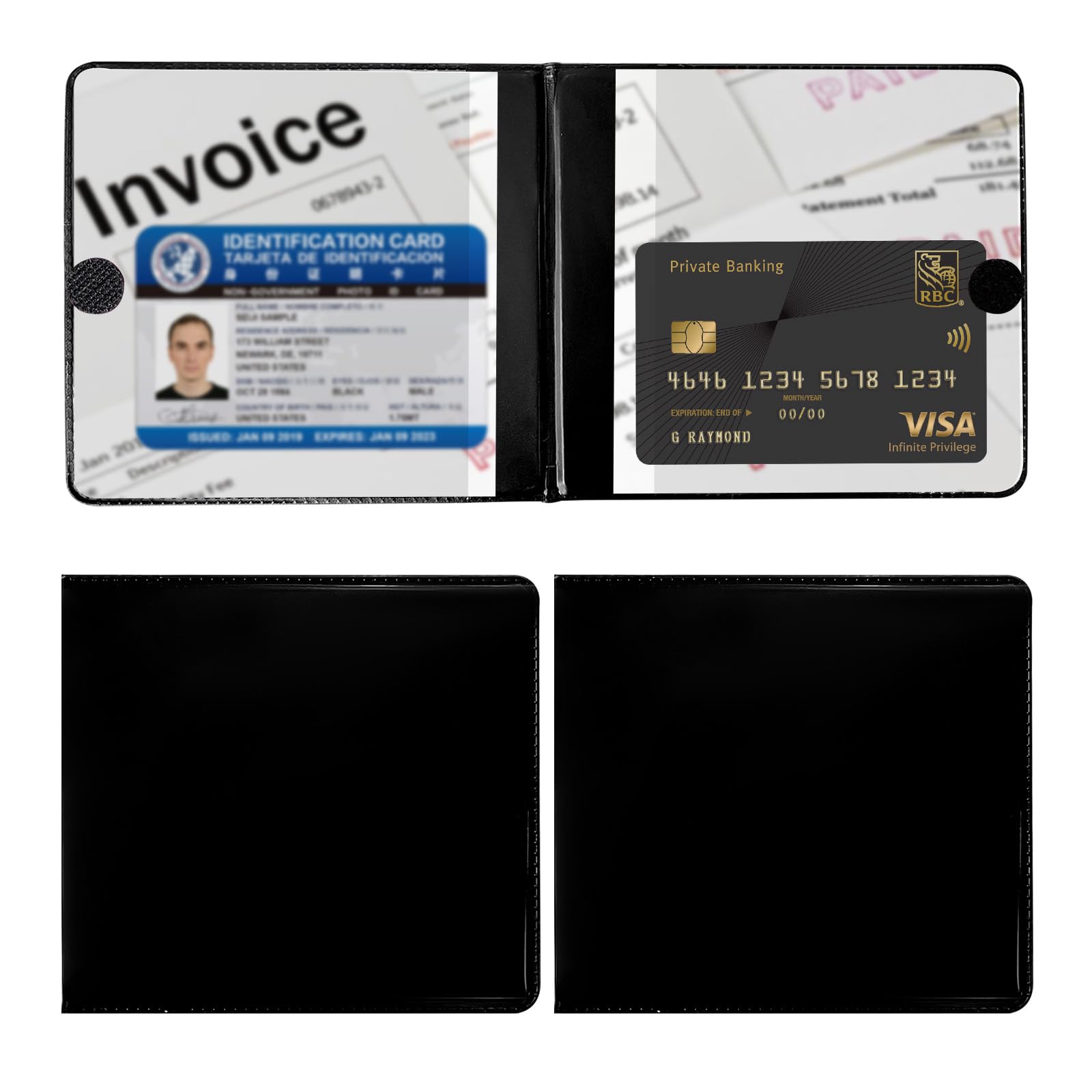 Ziciner 2 peças de porta-luvas para registro de carro e seguro, organizador de porta-luvas automotivo premium de 13 cm × 12 cm com fecho, porta-documentos essenciais de veículo para cartão, carteira