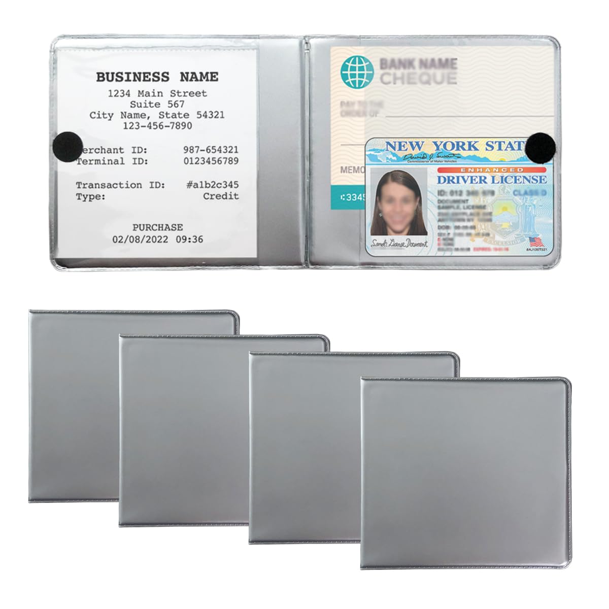 Dickno 4 porta-luvas para registro de carro e seguro, 27 x 11 cm, organizador essencial para porta-luvas com fecho, acessórios internos de veículos, perfeitos para documentos, cartões
