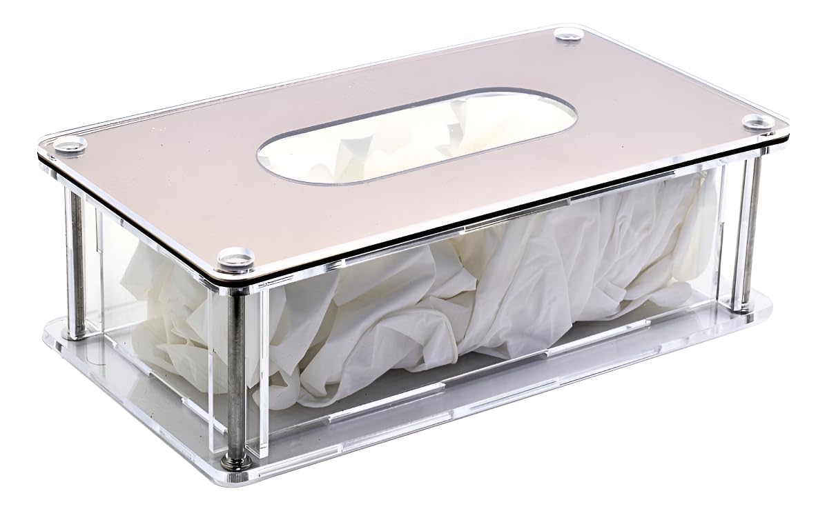 Caixa Organizadora em Acrílico com Tampa – Dispenser Porta Luvas Premium Transparente e Bronze com Acabamento Espelhado