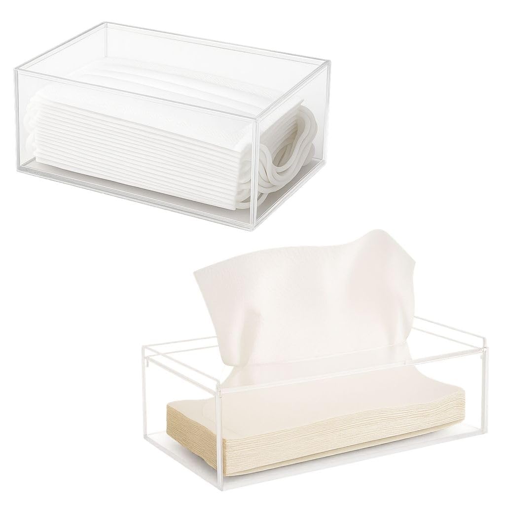 Organizador Articulado Caixa Porta Luvas Máscaras Toucas 21,1x12,1x7,1cm para Entrada de Casa e Ambientes Domésticos(1 Sem Furo + 1 Com Furo)