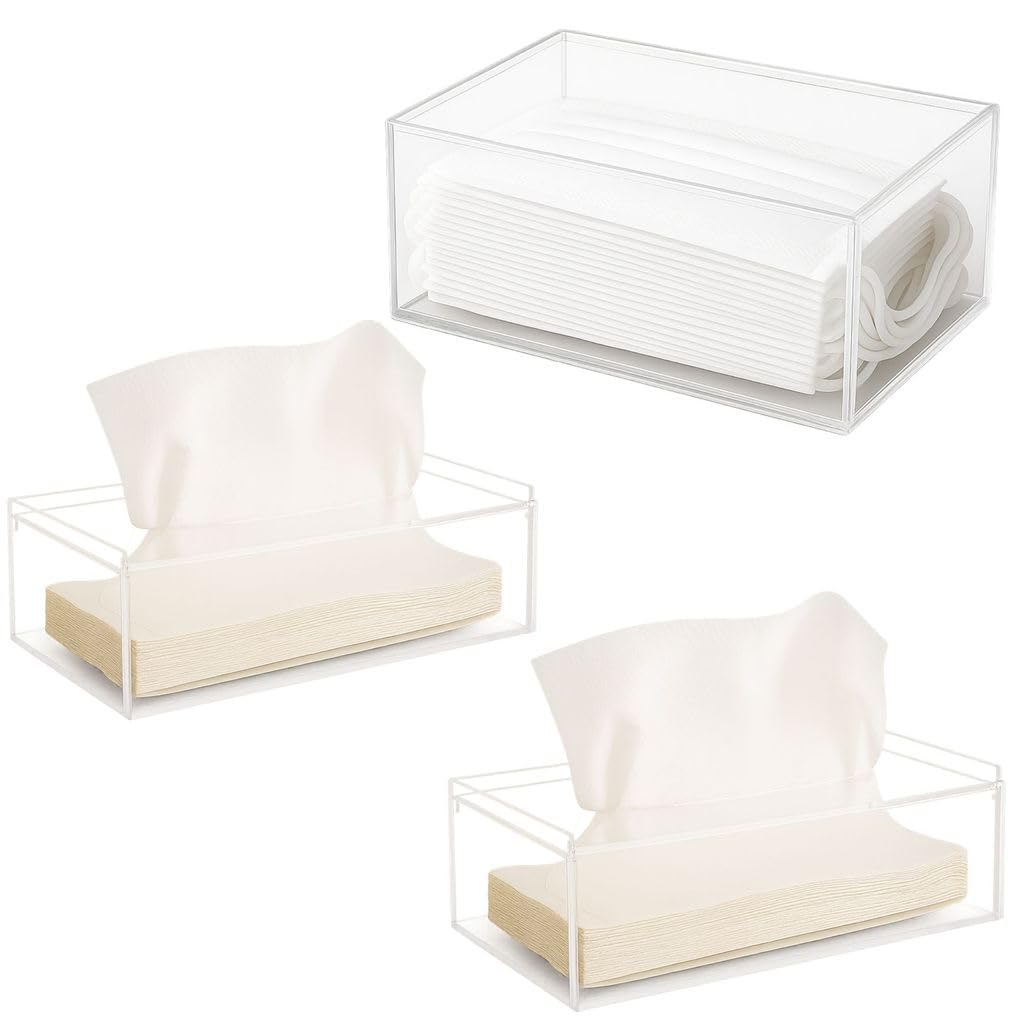 Organizador Articulado Caixa Porta Luvas Máscaras Toucas 21,1x12,1x7,1cm para Entrada de Casa e Ambientes Domésticos(1 Sem Furo + 2 Com Furo)