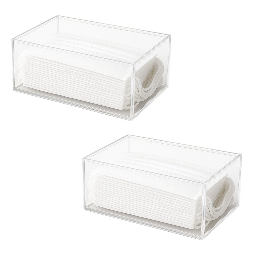 Organizador Articulado Caixa Porta Luvas Máscaras Toucas 21,1x12,1x7,1cm para Entrada de Casa e Ambientes Domésticos(2 Sem Furo)