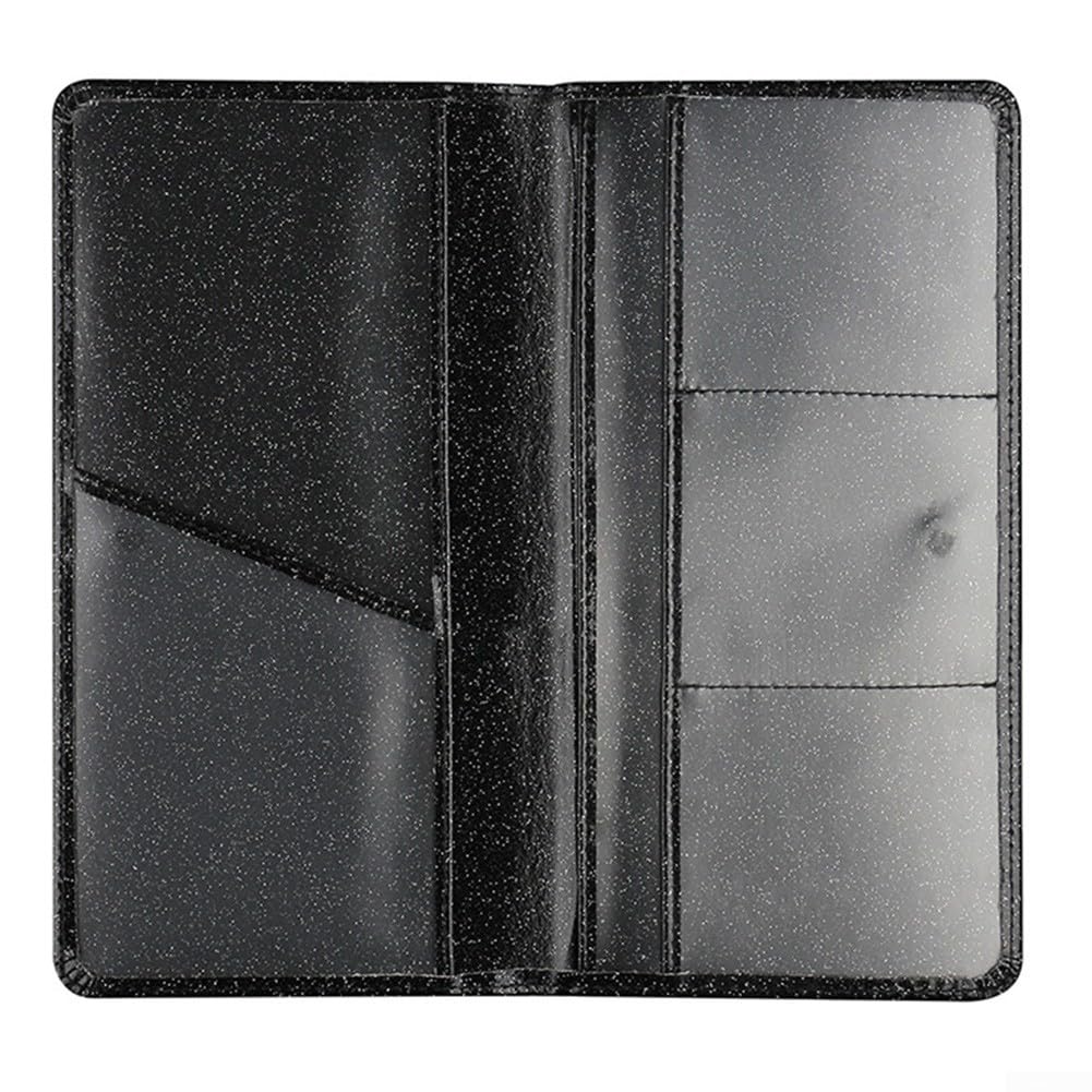 Organizador de porta-luvas de couro para interior de carro – Porta-cartão de registro de seguro de couro PU 24 x 12 cm bolsa de armazenamento de documentos para a maioria dos veículos (preto) (Preto)