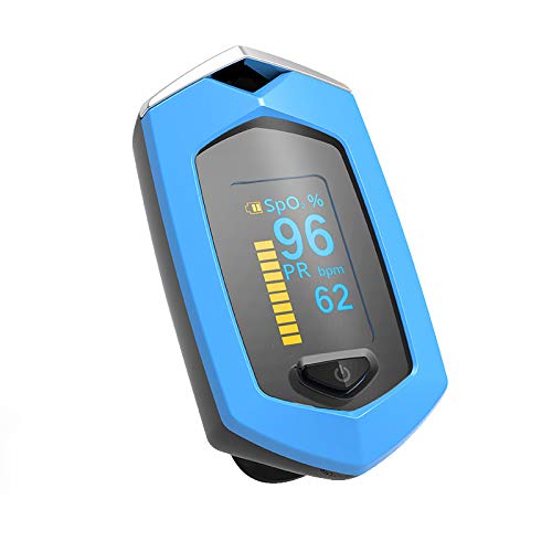 Oxímetro de pulso com ponta dos dedos, monitor de saturação de oxigênio no sangue (SpO2) com medidas de frequência cardíaca e gráfico de barra de pulso, visor OLED digital portátil,