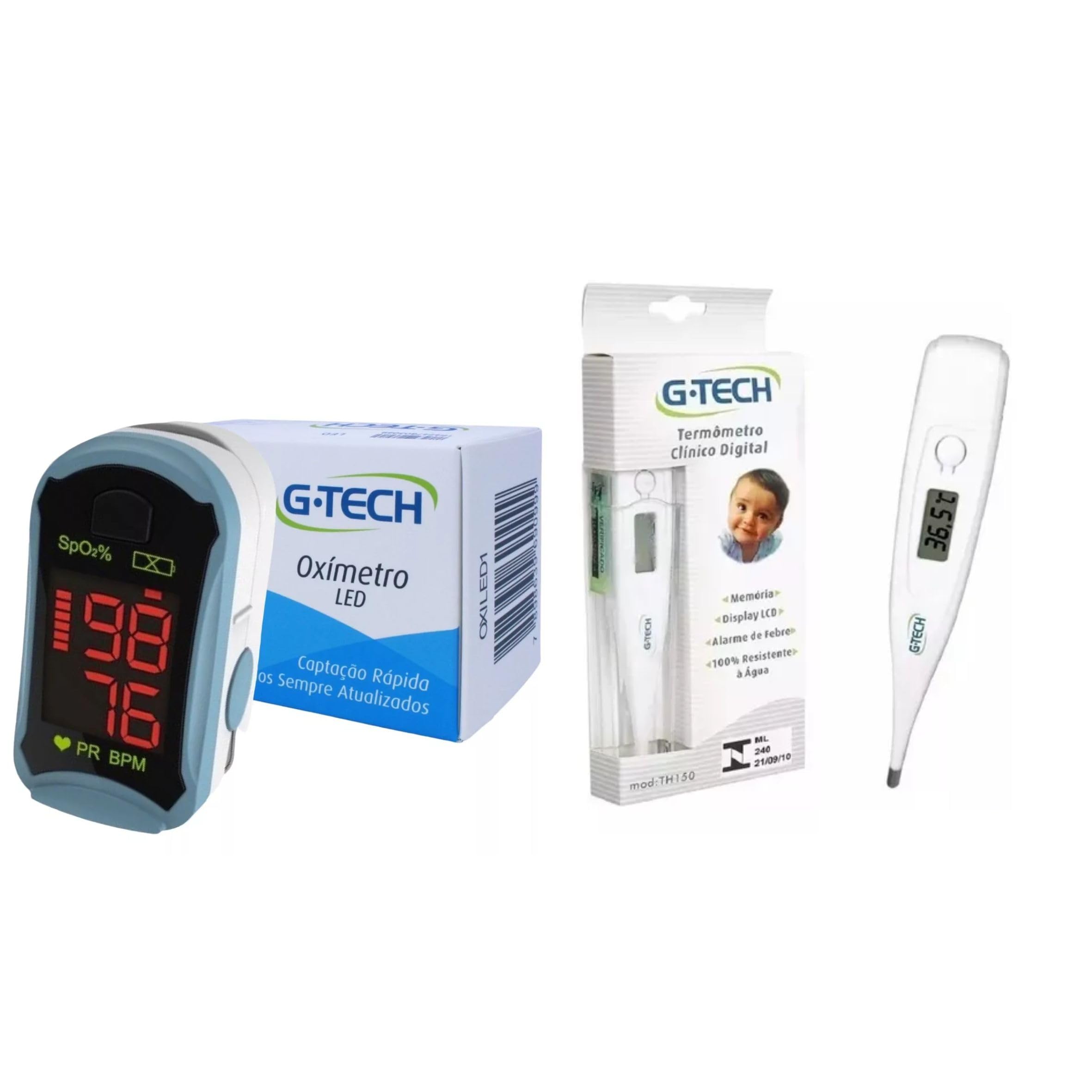 G-Tech Kit Oxímetro de Pulso + Termômetro Digital