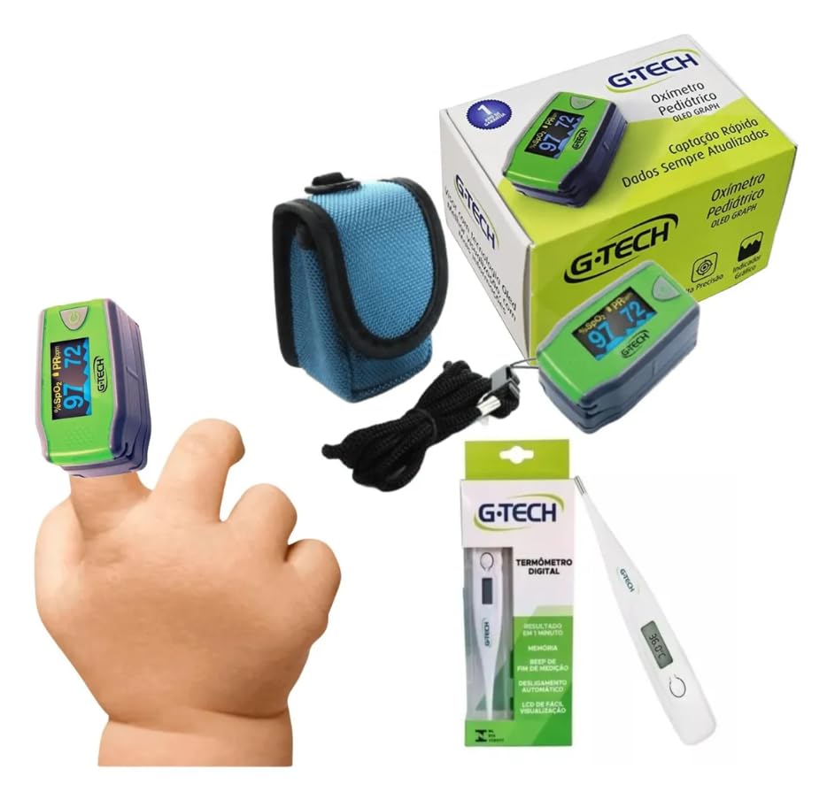 G-Tech Oxímetro Pediátrico OLED Graph + Termômetro Digital