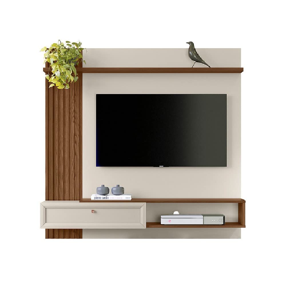 Linea Brasil Painel para TV até 55 Polegadas Alvorada, Freijo/Off White, 133x132x31 cm, 1 Porta Basculante