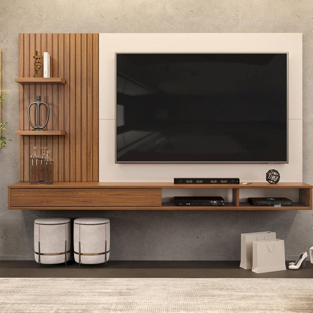 MadeiraMadeira Painel para Tv até 60 Polegadas 1 Portas 2 Prateleiras Bento Dj Móveis