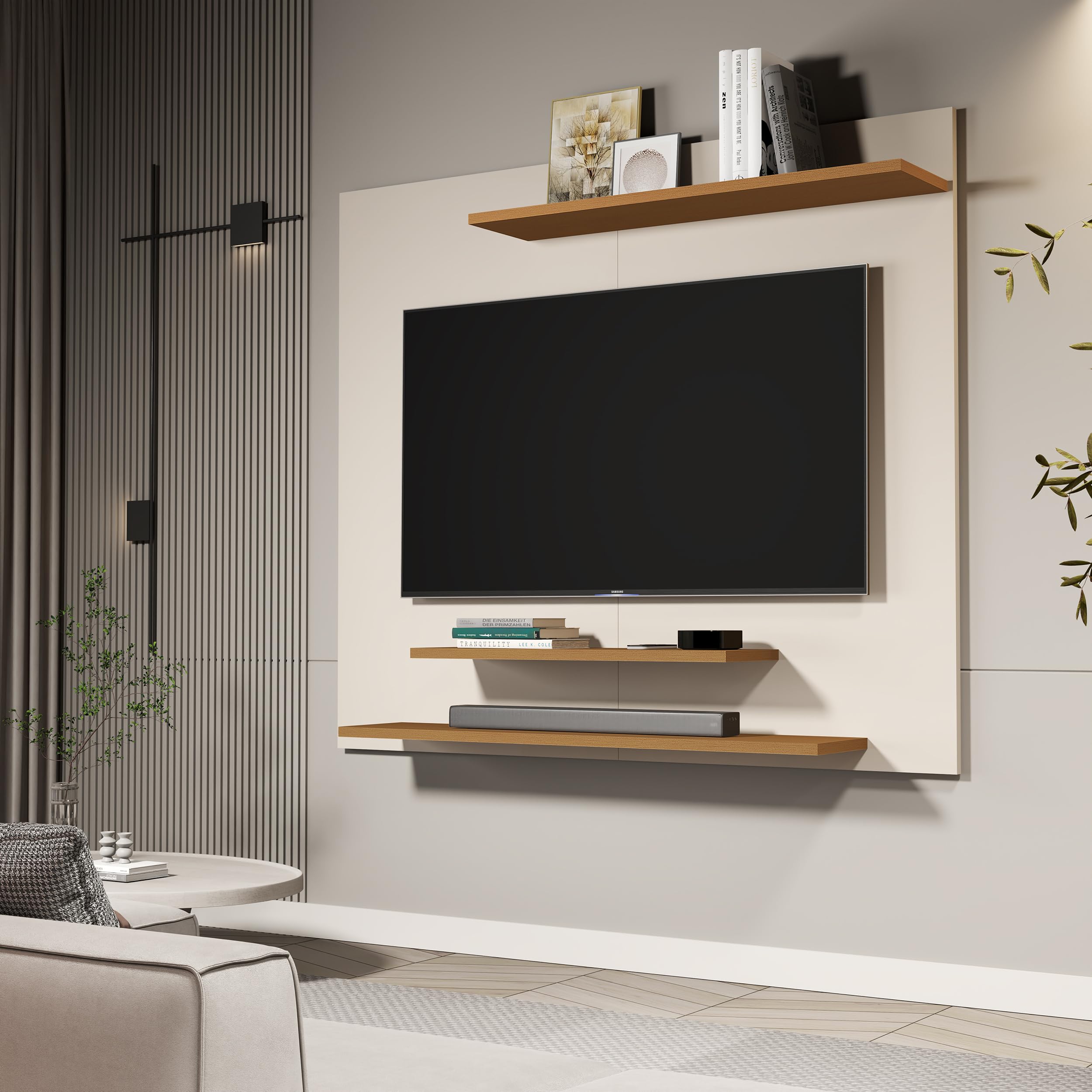 Painel para Tv 40" Polegadas Suporte Smart Plus Sala Com Estantes Dubai (BERLIM OFF FREIJO)