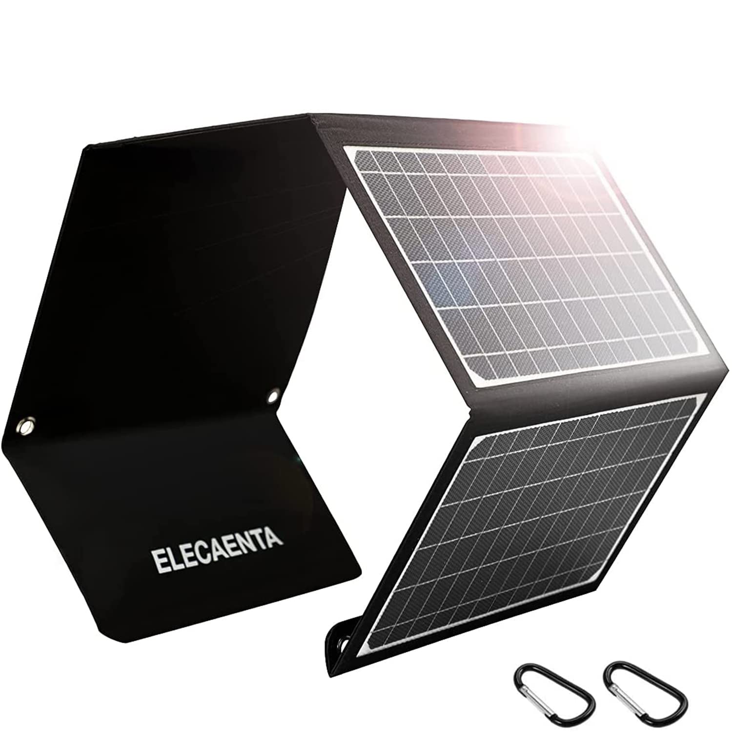 ELECAENTA Painel solar portátil de 30 W, USB C de 18 W, QC3.0 e USB A
