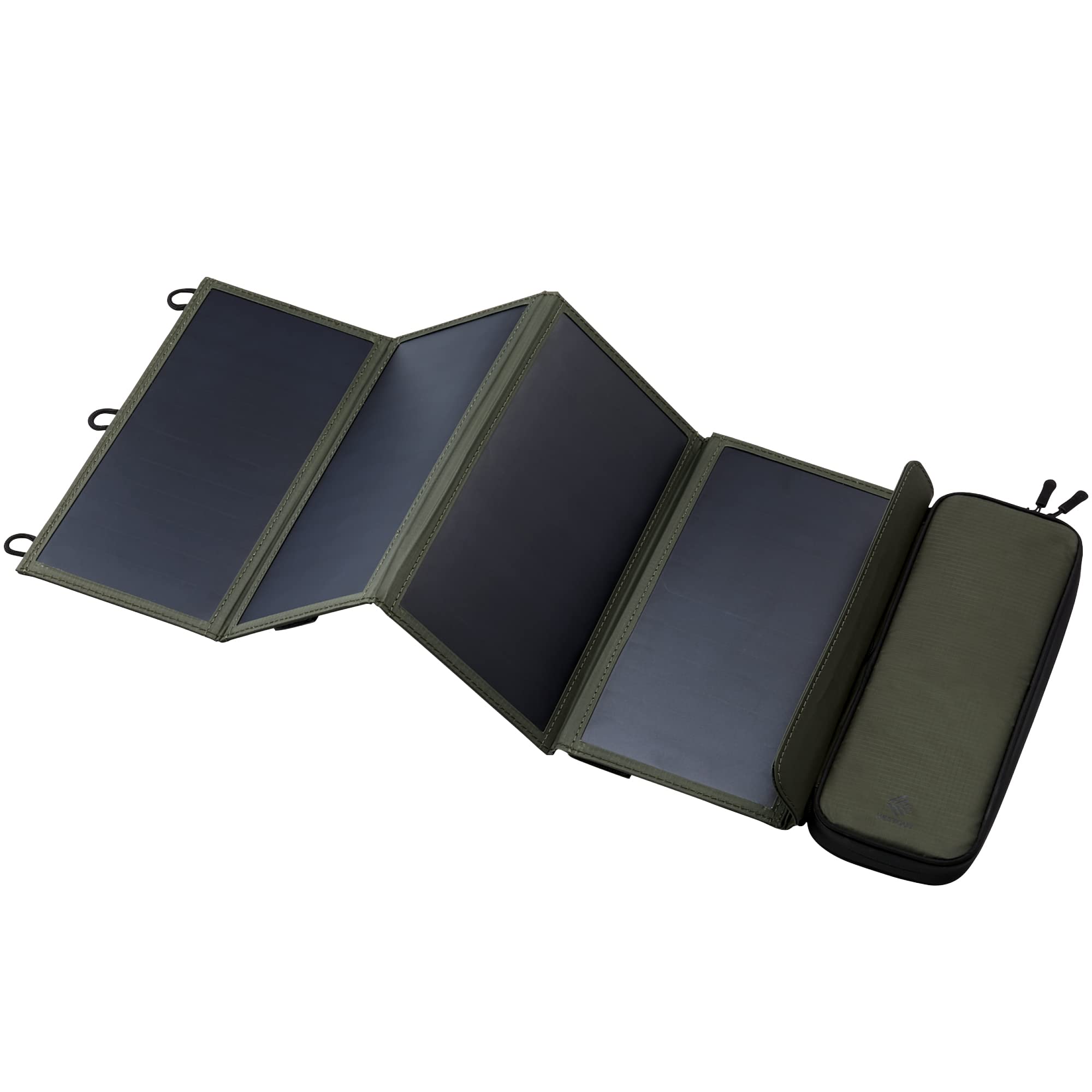 エレコム(ELECOM) ELECOM Painel solar portátil NESTOUT, duas portas USB-A, carregador de geração de energia de 28 W para acampamento por telefone, nylon Ripstop durável resistente à água, leve e dobrável, suportes