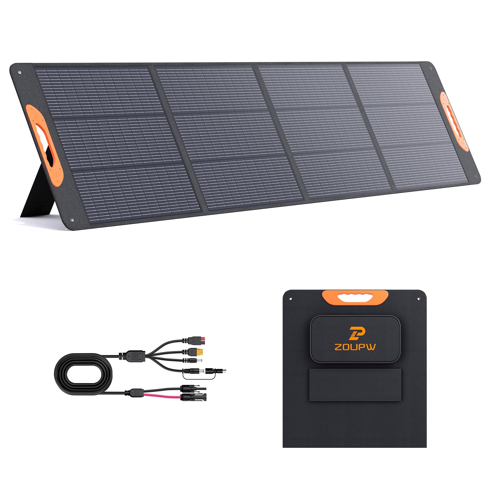 ZOUPW Painel Solar Portátil De 220 W Para Estação De Energia, Carregador Solar Monocristalino Dobrável Com Eficiência De 23,5% Para Jackery 1000 V2/Ecoflow Delta/Bluetti/Anker Solix, À Prova D'Água