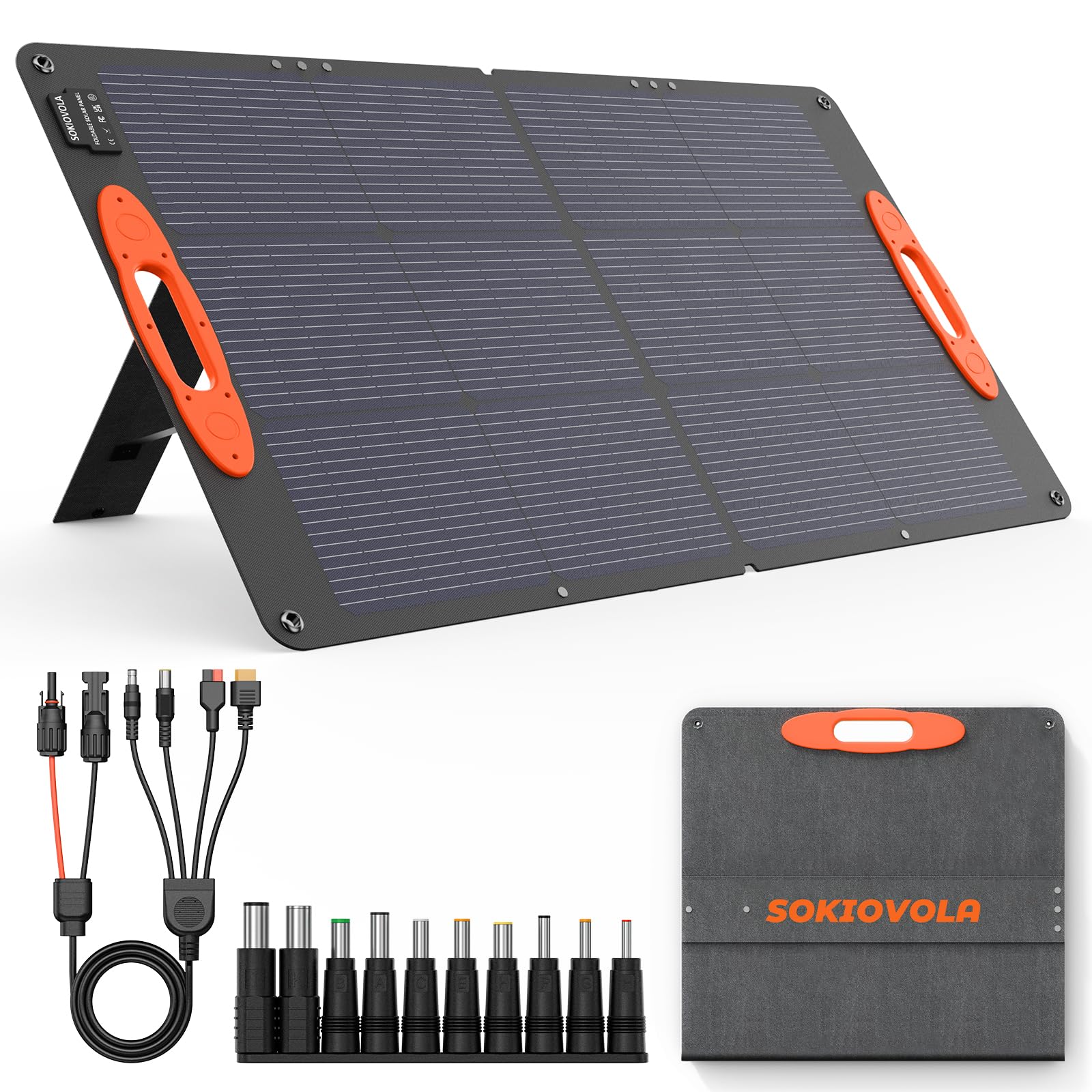 SOKIOVOLA Painel Solar Portátil Tipo N 16Bb 100W, Carregador Solar Portátil Dobrável De Etfe 18V Nextgen Com Alta Conversão De 25% Para Camping, Atividades Ao Ar Livre E Veículos Recreativos.