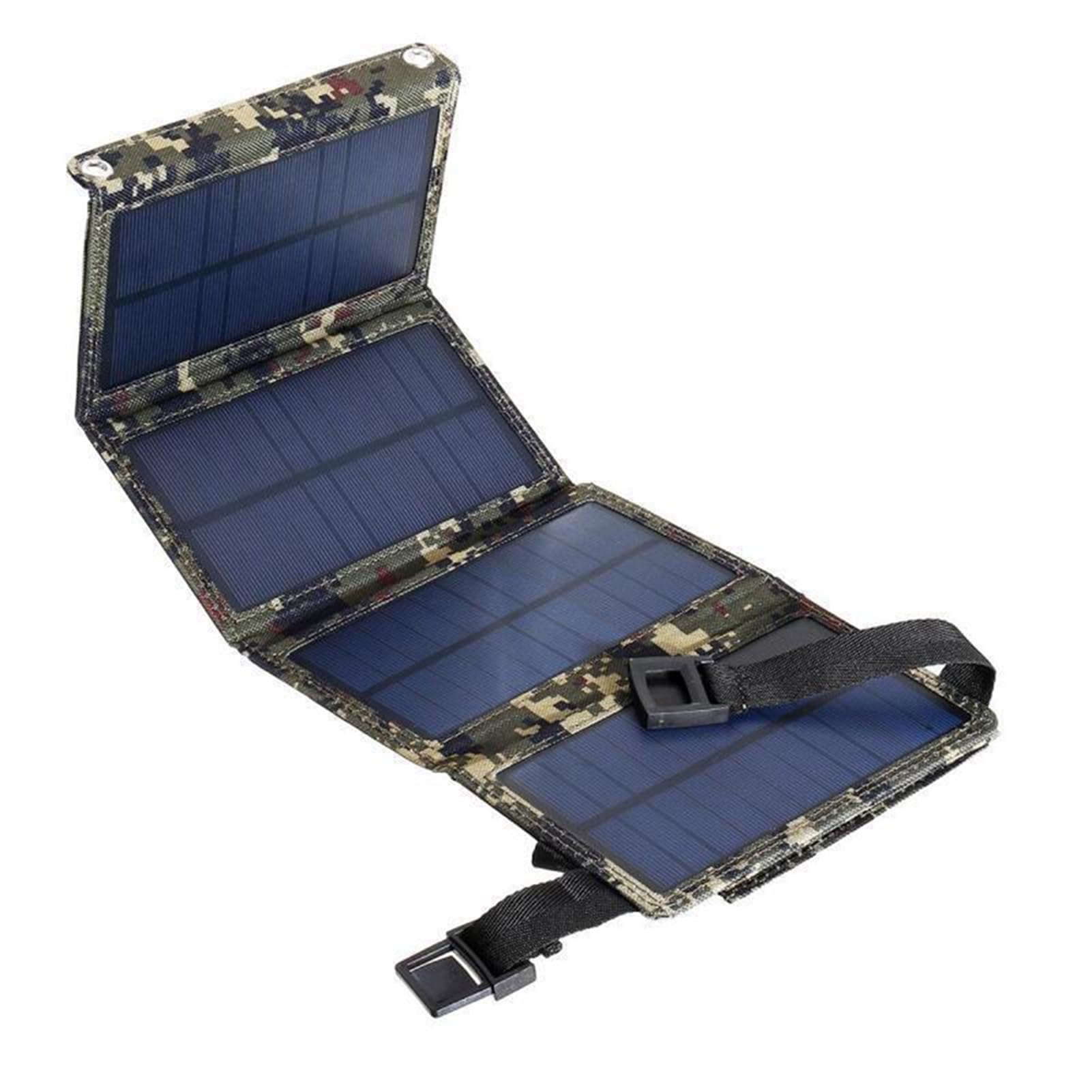 Klanata Painel solar portátil 20W carregador dobrável de 4 dobras com saída dupla USB 5V - células solares monocristalinas para camping, caminhadas e mochila - solução de energia leve