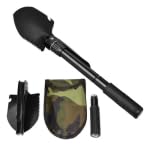 Mini Pá Dobrável P/Camping Multifuncional 5 Em 1 C/extensor Cor Preto