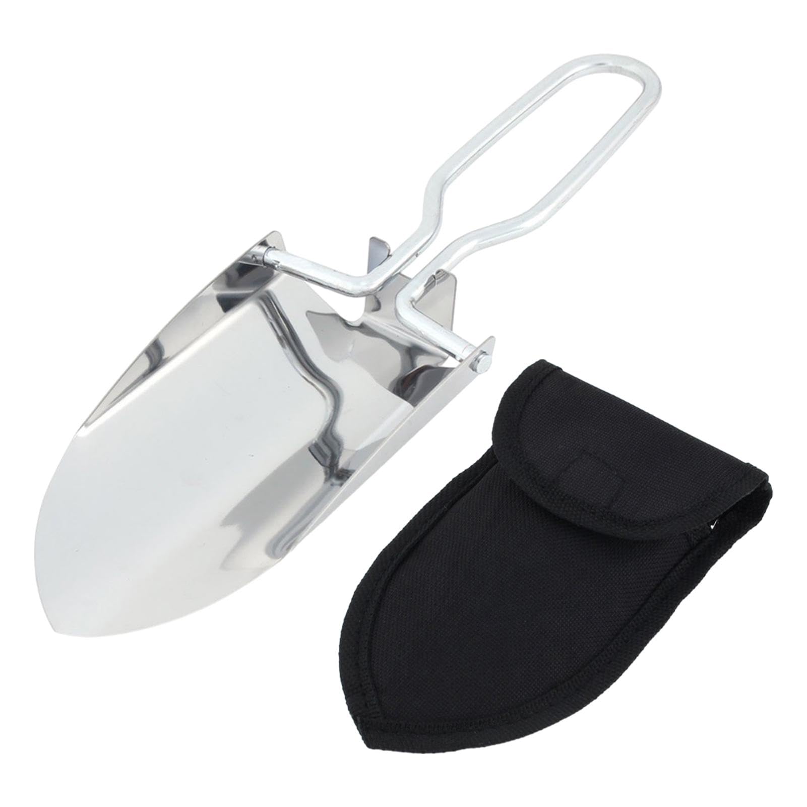 EMVANV Mini pá dobrável, dobrável para jardim, prática com bolsa de transporte, espátula de acampamento de aço inoxidável, pá de sobrevivência ao ar livre para uso no jardim e acampamento durante