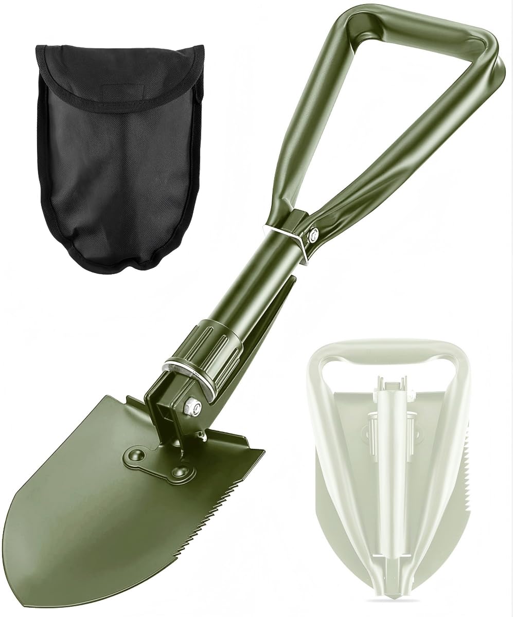 Pá de escavação - Pá dobrável leve de 61 cm, espátulas de escavação portáteis de aço de alto carbono para acampamento ao ar livre, mochila, caminhada, carro, emergência, jardim doméstico