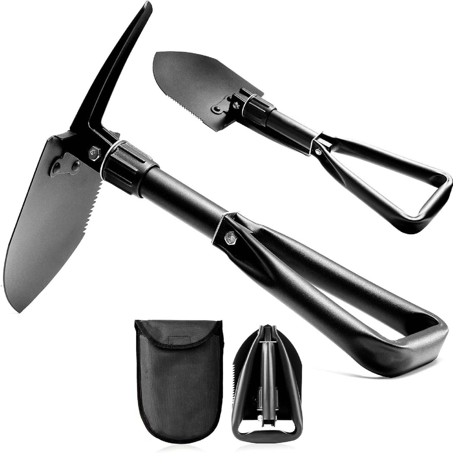 Pá de Bico Dobravel, Pa Dobravel Camping, Pá de Jardim, Pà PortatilPá Multifuncional, Pa Dobràvel com Picareta, Pá de Acampamento, 46 * 12 cm, 640 g