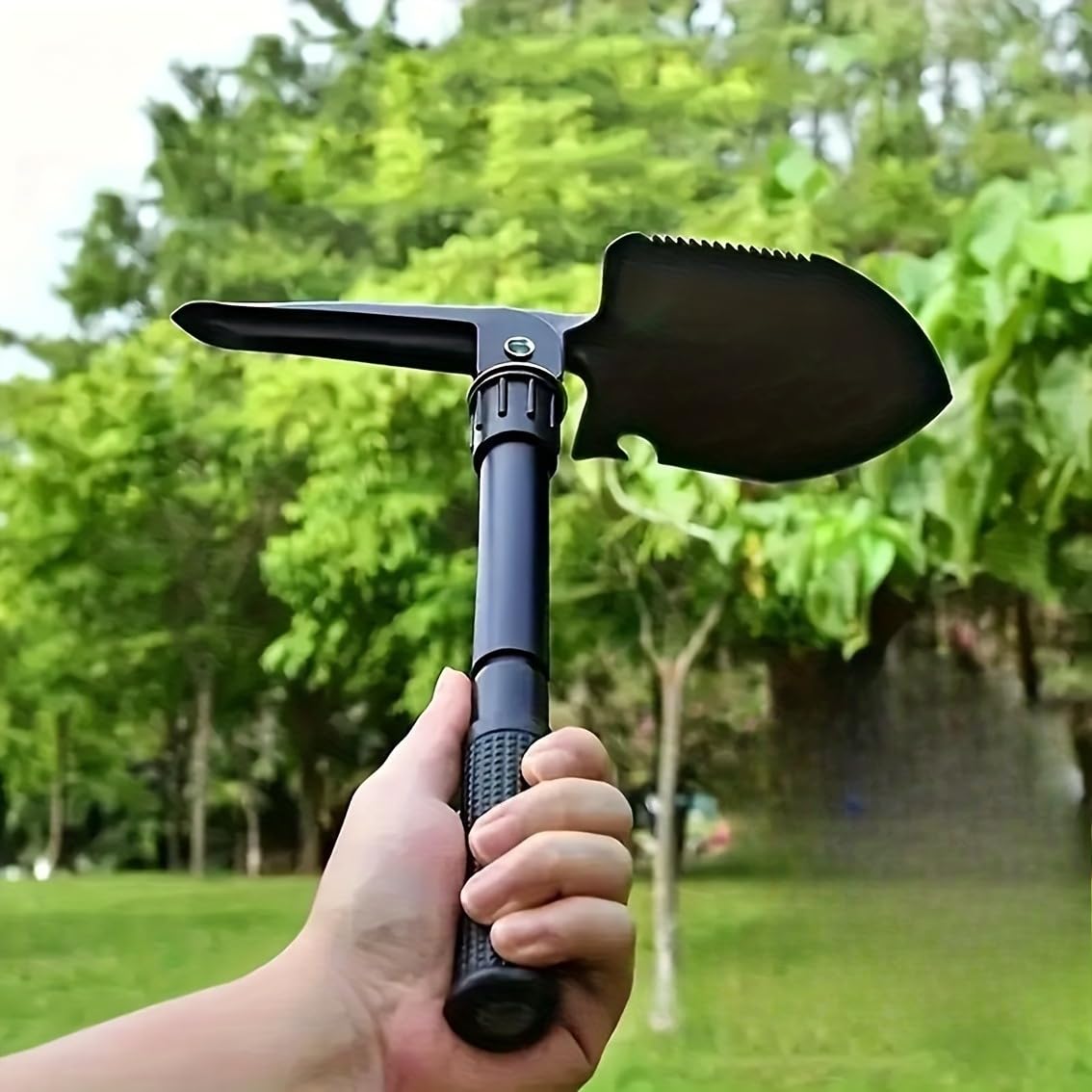 1 pá dobrável multiferramenta, portátil, compacta, de metal, ferramenta de entrincheiramento de acampamento, leve, pá de sobrevivência ao ar livre, para jardinagem, caminhada, kit de carro de