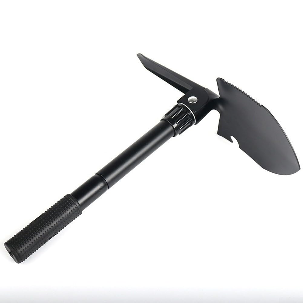 Pá dobrável 41 cm ferro compacto leve dobrável | Ferramenta de corte de escavação multifuncional, ferro de alta resistência dobra até 10 cm para caminhadas, jardinagem, preto