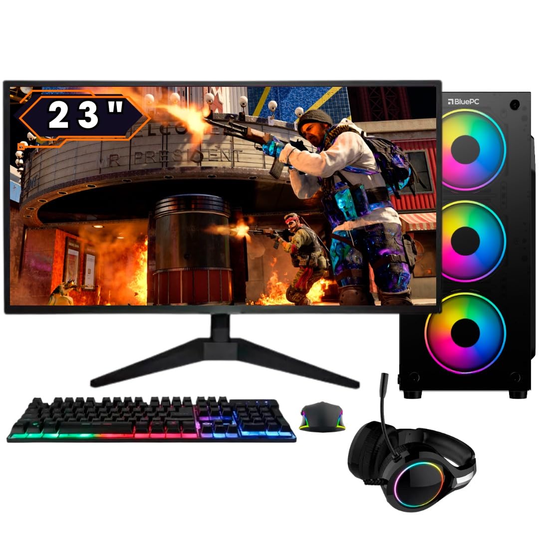 PC Gamer Completo BluePC FIRE - AMD Ryzen 7 5700G, 16GB DDR4, Radeon VEGA, SSD 512GB, FInte 500W, Monitor 23" Full HD 75Hz - PG2E-1036FI