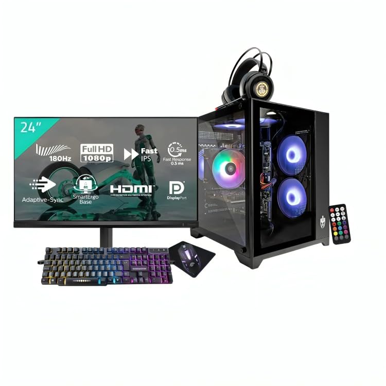 PC Gamer Ryzen 7, 32GB DDR4, SSD NVMe 1TB, RTX 3050 6GB, Monitor 24” 180Hz, Kit com Wi-Fi