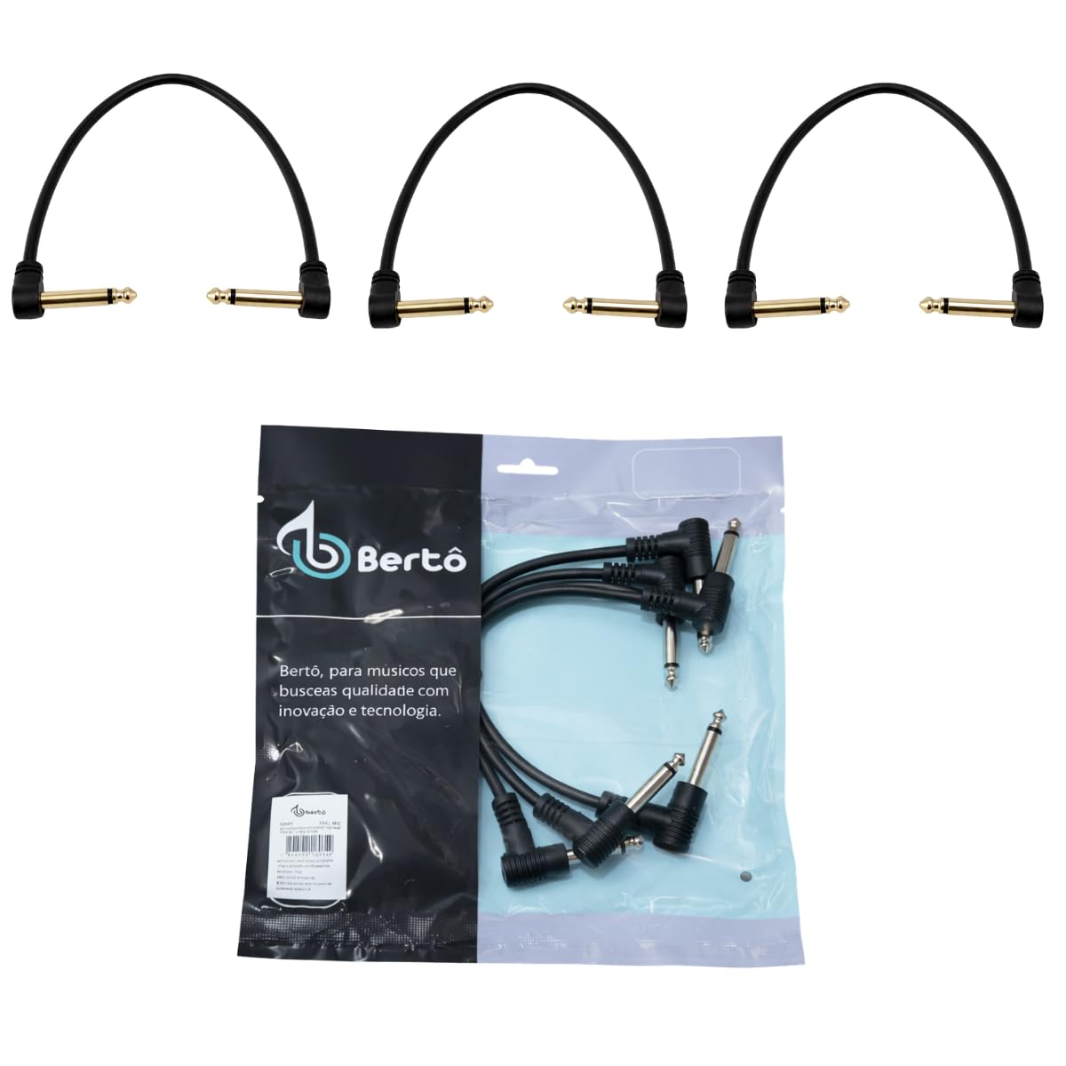 Cabo P10 L X P10 L Pedal Pedaleira Fonte Mono 20cm 3 Peças Bertô
