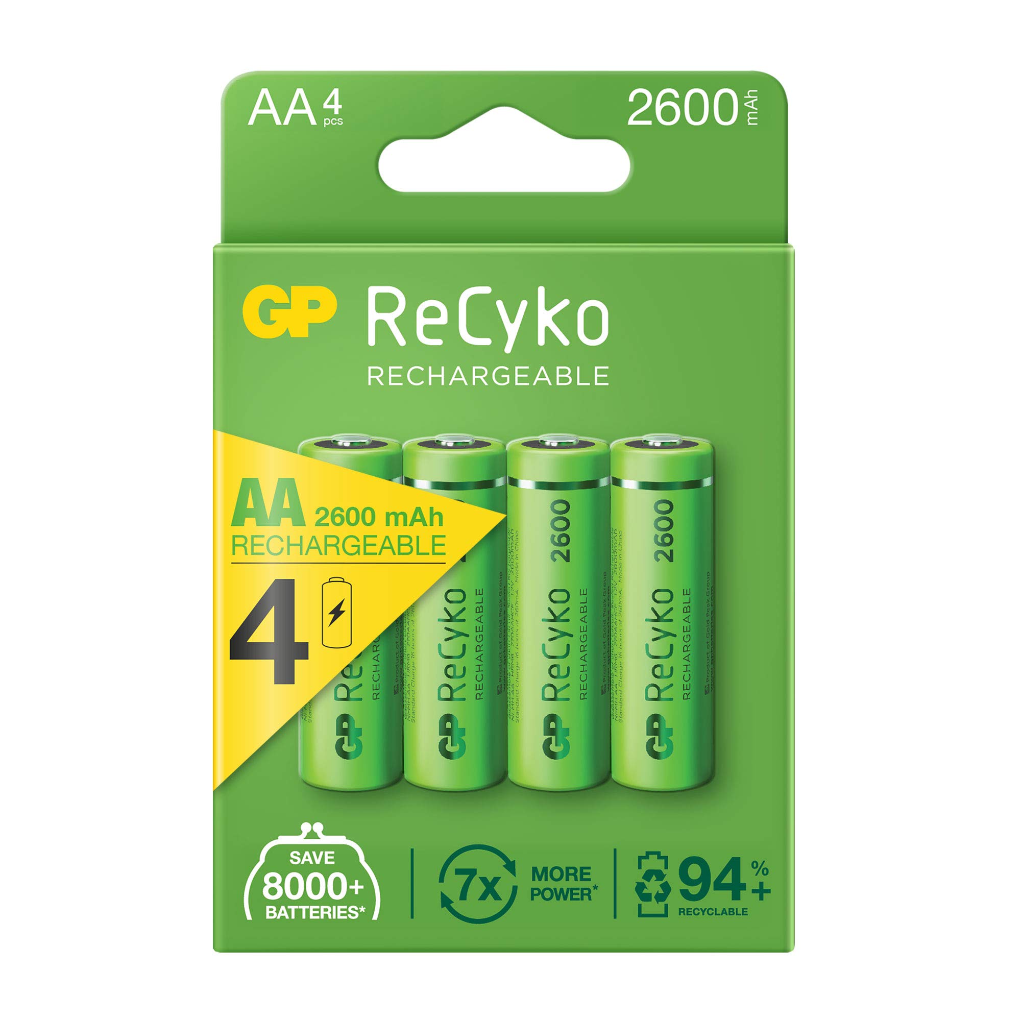 Pilha Recarregavel AA GP Recyko Bateria 2A 2600mAh Pequena 4 unidades